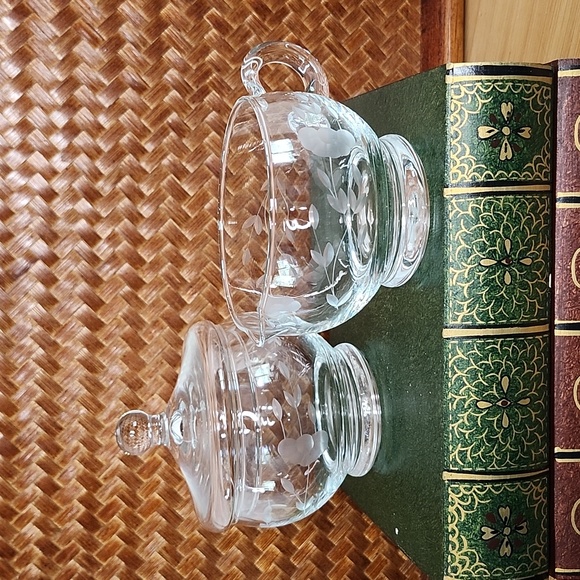 👉*VINTAGE* 3 PC PRINCESS HOUSE CRYSTAL HERITAGE CREAMER & LIDDED SUGAR BOWL - Picture 6 of 10